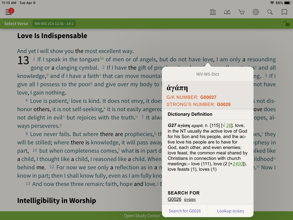 NIV Word Study Bible Strongs gk