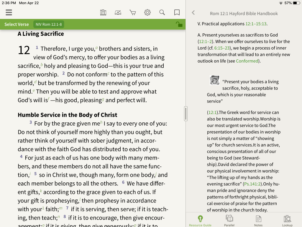 Hayford Bible Commentary in the Olive Tree Bible App 2