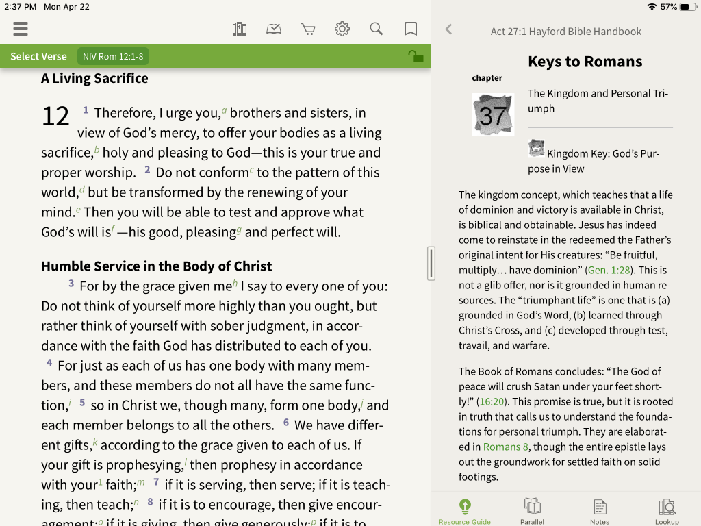 Hayford Bible Commentary in the Olive Tree Bible App 3