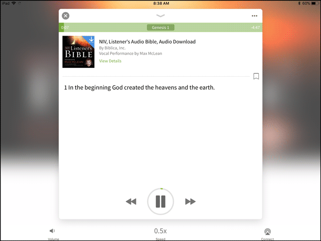 Audio Bible app view