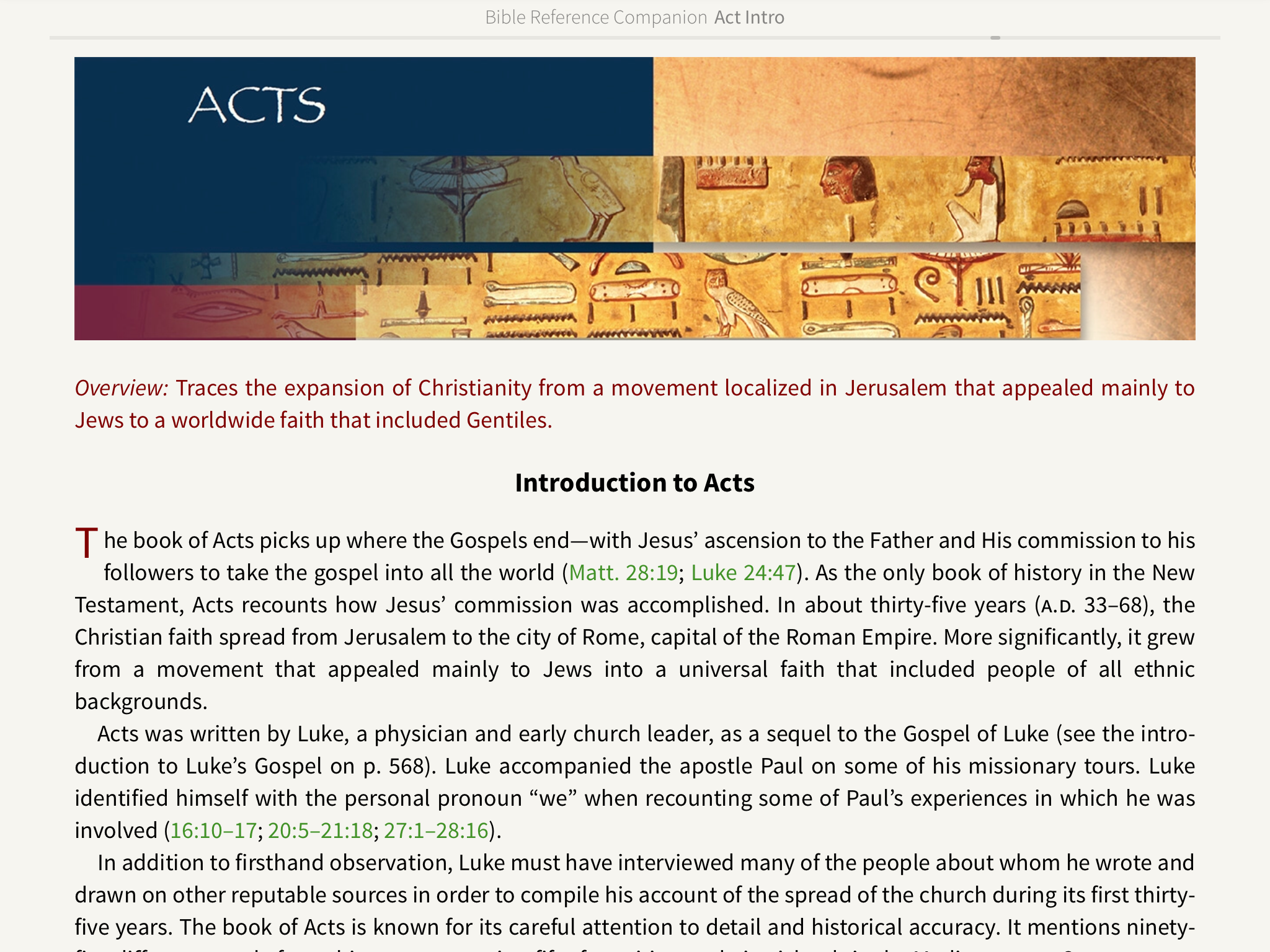 Introduction to Acts Bible Reference Companion