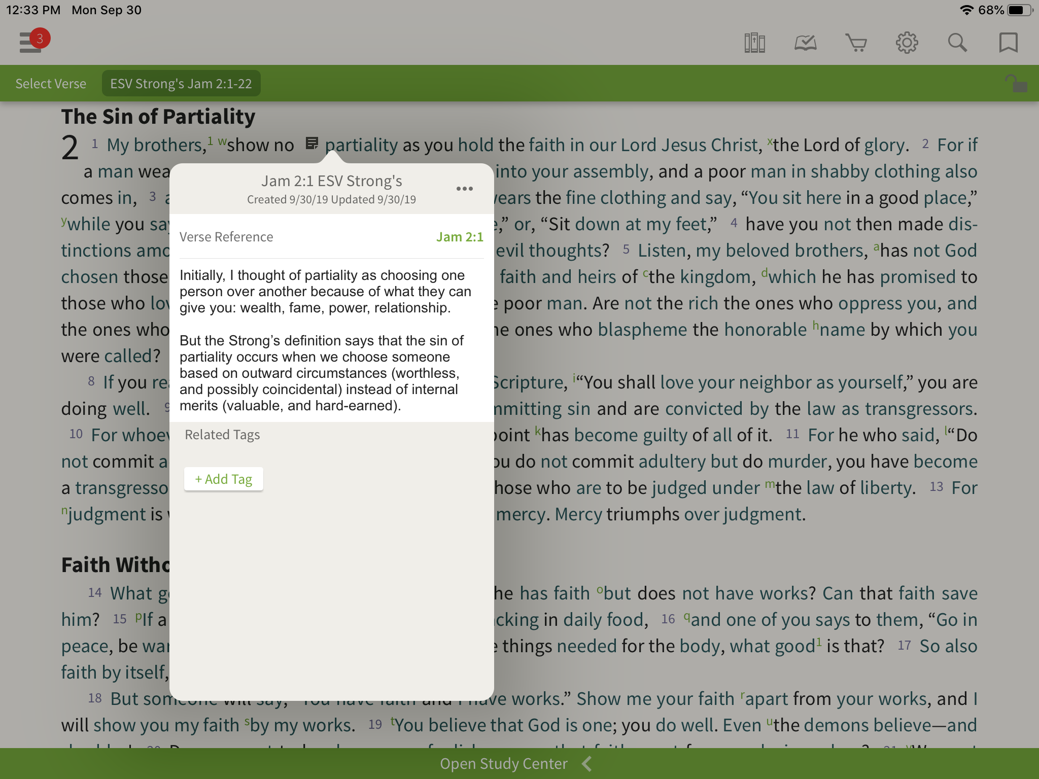 Taking Notes in the Olive Tree Bible App