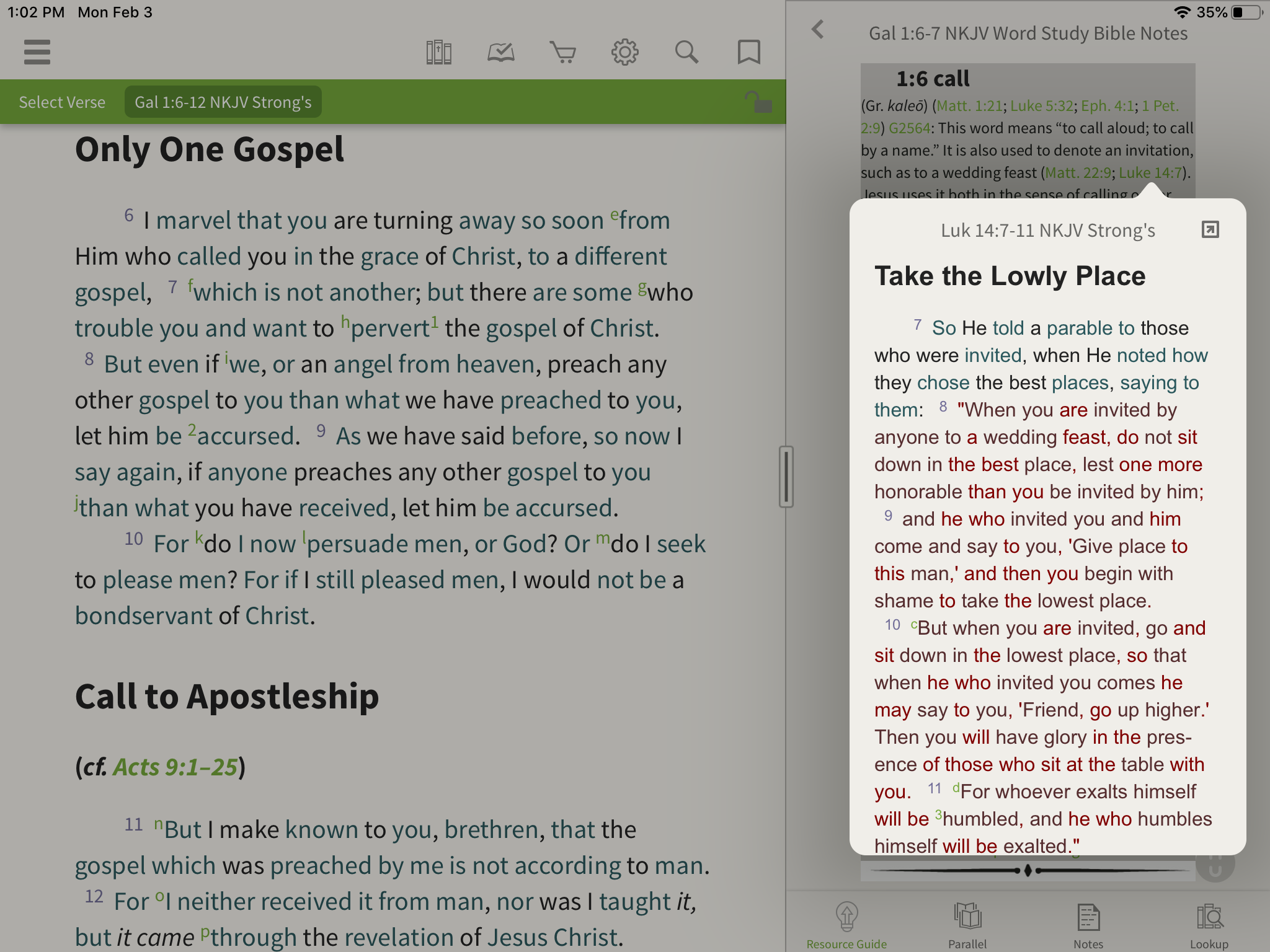 hyperlinked notes in the word study bible