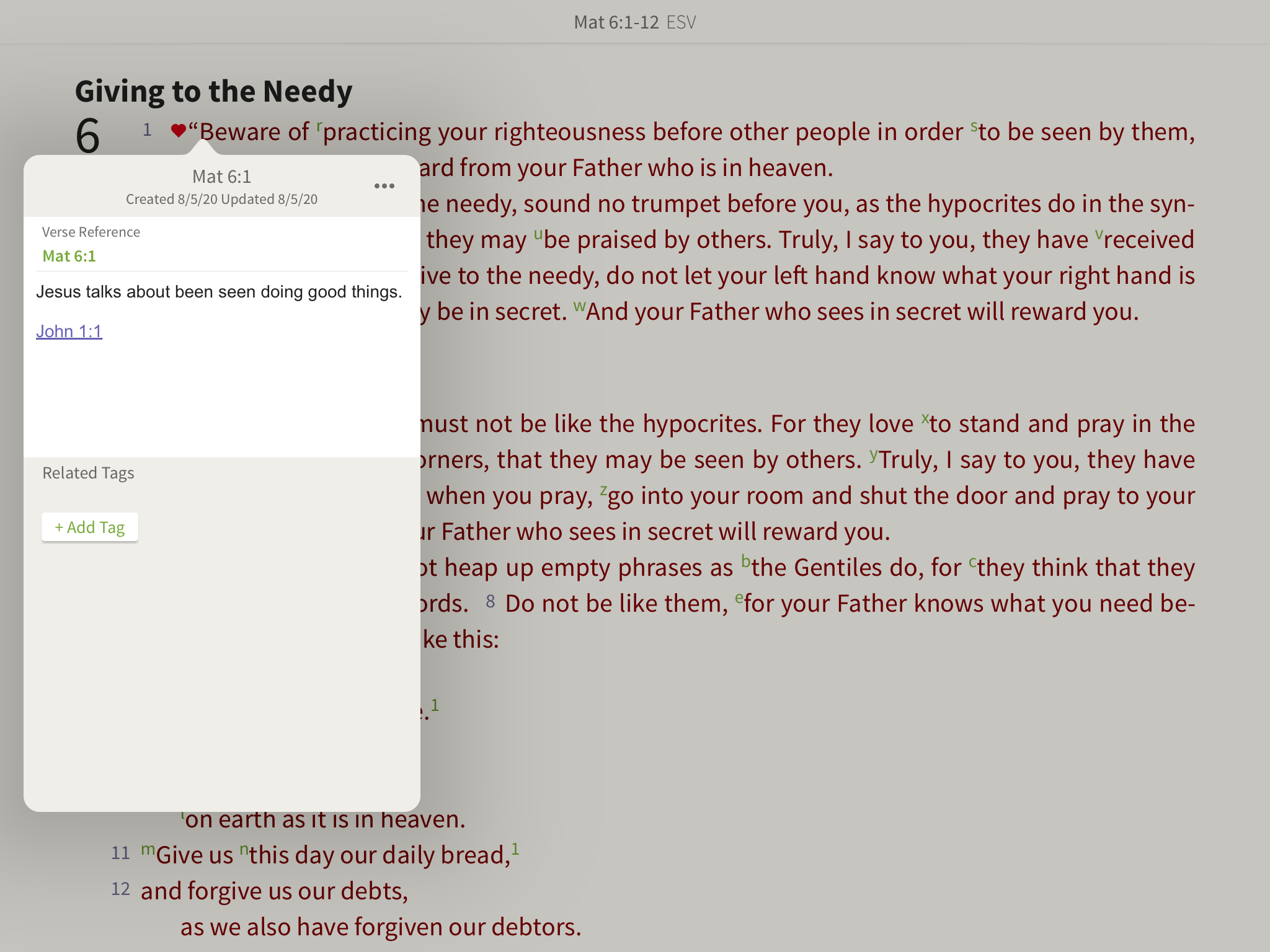 verse references hyperlinking in notes in the olive tree bible app
