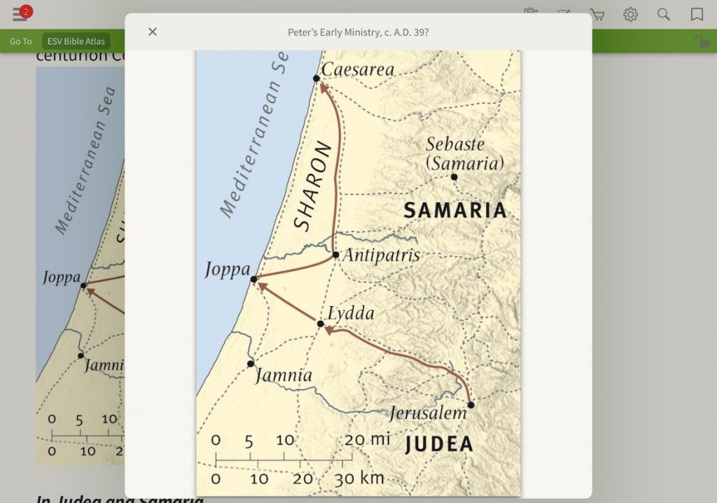 ESV Bible Atlas Joppa Samaria where did peter's vision happen?